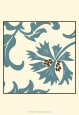 Teal Floral Motif IV Art Print by Chariklia Zarris
