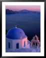 Blue-Domed Church at Sunset, Oia, Santorini Island, Southern Aegean, Greece