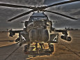 Seven Exposure HDR Image of an AH-64D Apache Helicopter as it Sits on its Pad