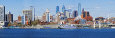 Buildings at the Waterfront, Delaware River, Philadelphia, Philadelphia County, Pennsylvania, USA Lámina fotográfica por Panoramic Images