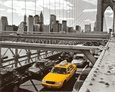 Yellow Cab on Brooklyn Bridge Kunsttrykk av Henri Silberman
