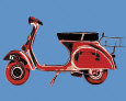 Vespa on Blue Art Print by Myrjam Tell