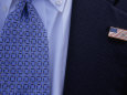 Tie and Lapel Pin on a Secret Service Agent Guarding President Bush