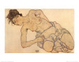 Knielende Halfnaakte Taidevedos tekijänä Egon Schiele