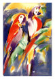 Red Parrots on Purple Impressão artística por Alfred Gockel