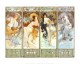 Les Saisons Reproduction d'art par Alphonse Mucha