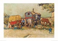 Les roulottes, campement de bohémiens aux environs d'Arles Reproduction d'art par Vincent van Gogh