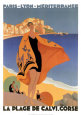 La Plage de Calvi Art Print by Roger Broders