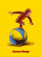 Curious George Plays on a Ball Art Print by H. A. & Margret E. Rey