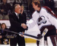 Patrick Roy with  Rogatien Vachon 1000th Game Photo