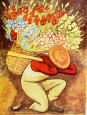 El Vendedora De Flores Reproduction d'art par Diego Rivera